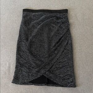 Bec & Bridge Black Metallic Stripe Draped Skirt Size 6 (AU 10 / UK 10)